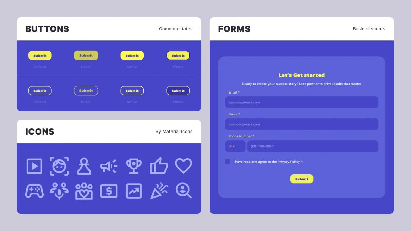 Interface components supported a consistent website implementation.